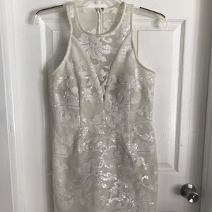 Gianni Bini white sequined mini dress, mesh back
